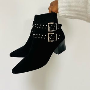 Black Suede Studded Boots